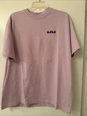 Lilac Crewneck T-Shirt with Purple Chest Logo